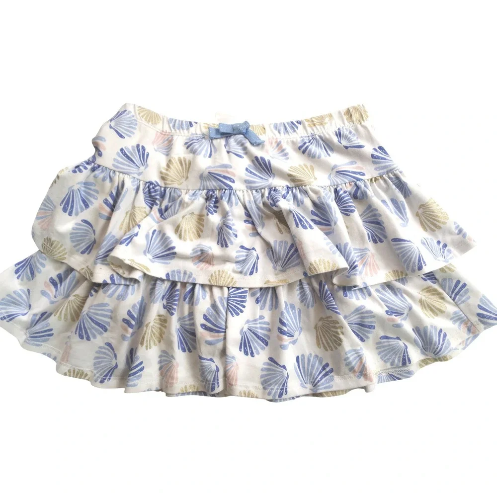 Tommy Bahama Skort Girls L 10/12 White Seashell Tiered Ruffle Glitter Skirt